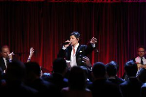 Greek musical artist Sakis Rouvas delivering the evening's entertainment at the 9th Annual The Hellenic Initiative New York Gala.